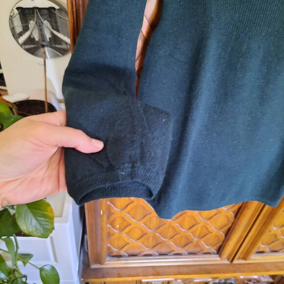 BANANA REPUBLIC Wool-Cashmere Blend Bell-Sleeve Peplum Sweater - Green, Size S - Picture 5 of 16